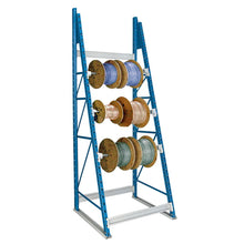 Cable Reel Rack 36"W x 36"D x 99"H 707 Marine Blue Uprights / 711 Light Gray Beams 3 Level Starter Unit