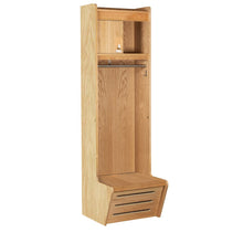 Recruiter-2, New Style Setback Solid Side 12" Security Box, No Logo, 24"W x 12"/24"D x 84"H, Natural Red Oak w/ Clear Finish, Open Front, 1-Wide, Assembled