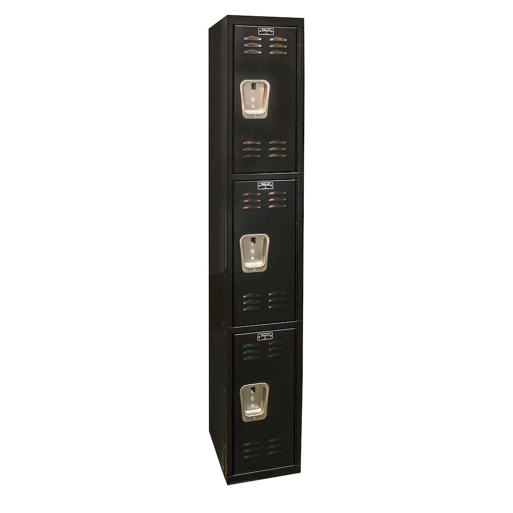 Black Tie Locker, 708 Midnight Ebony, Triple Tier, 1-Wide, Assembled