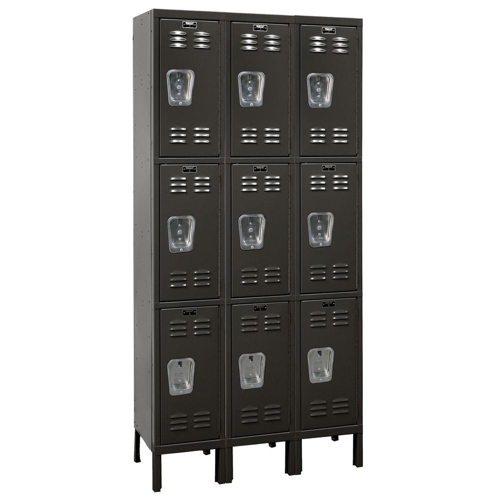 Hallowell Premium Locker, 708 Black, Triple Tier, 3-Wide, Knock-Down