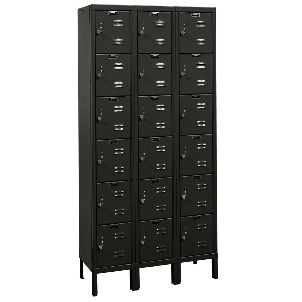 Hallowell Premium Locker, 708 Black, 6-Tier, 3-Wide, Knock-Down