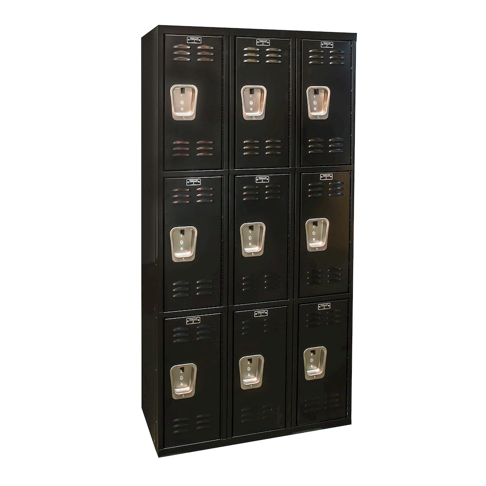 Black Tie Locker, 708 Midnight Ebony, Triple Tier, 3-Wide, Assembled