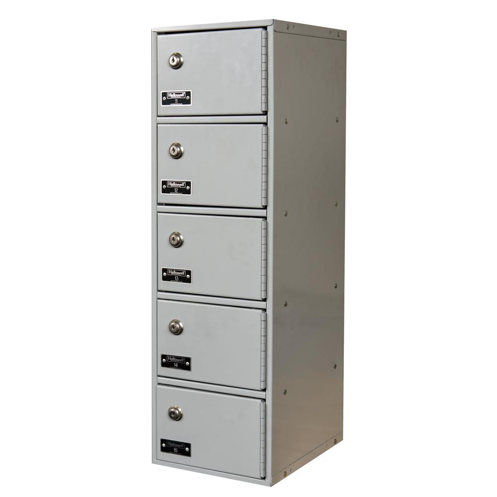 Hallowell Cell Phone/Tablet Locker, 711 Light Gray, 5-Tier, 1-Wide, Assembled