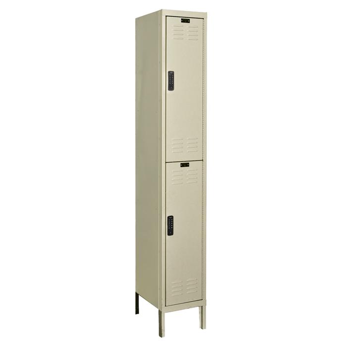 Hallowell DigiTech Electronic Locker, 729 Tan, Double Tier, 1-Wide, Knock-Down