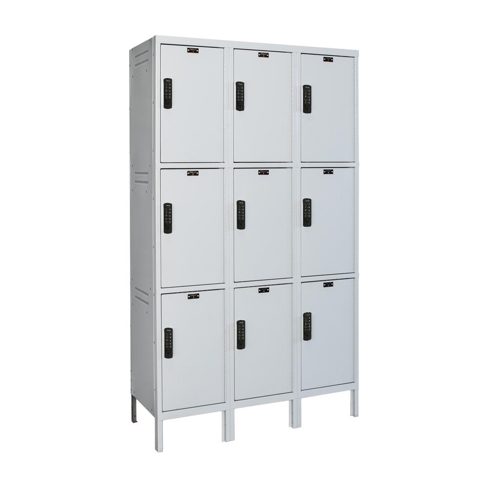 Hallowell Laptop/Backpack Locker, 711 Light Gray, 3-Tier, 3-Wide, Knock-Down