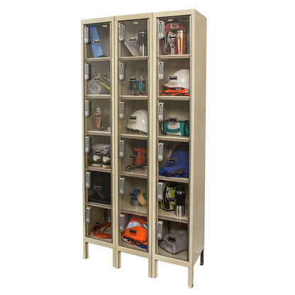 Hallowell DigiTech Safety-View Plus Locker, 729 Tan, 6-Tier, 3-Wide, Knock-Down