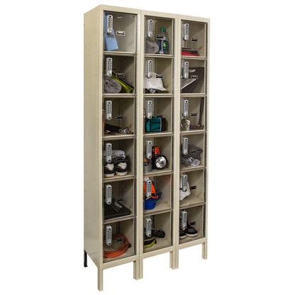 Hallowell DigiTech Safety-View Plus Locker, 729 Tan, 6-Tier, 3-Wide, Knock-Down