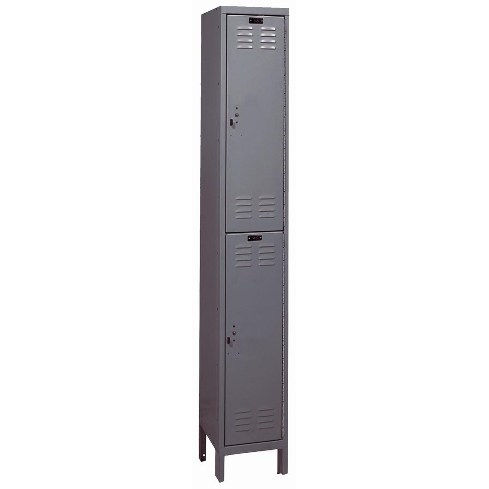 Hallowell Value Max Locker, 725 Dark Gray, Double Tier, 1-Wide, Knock-Down