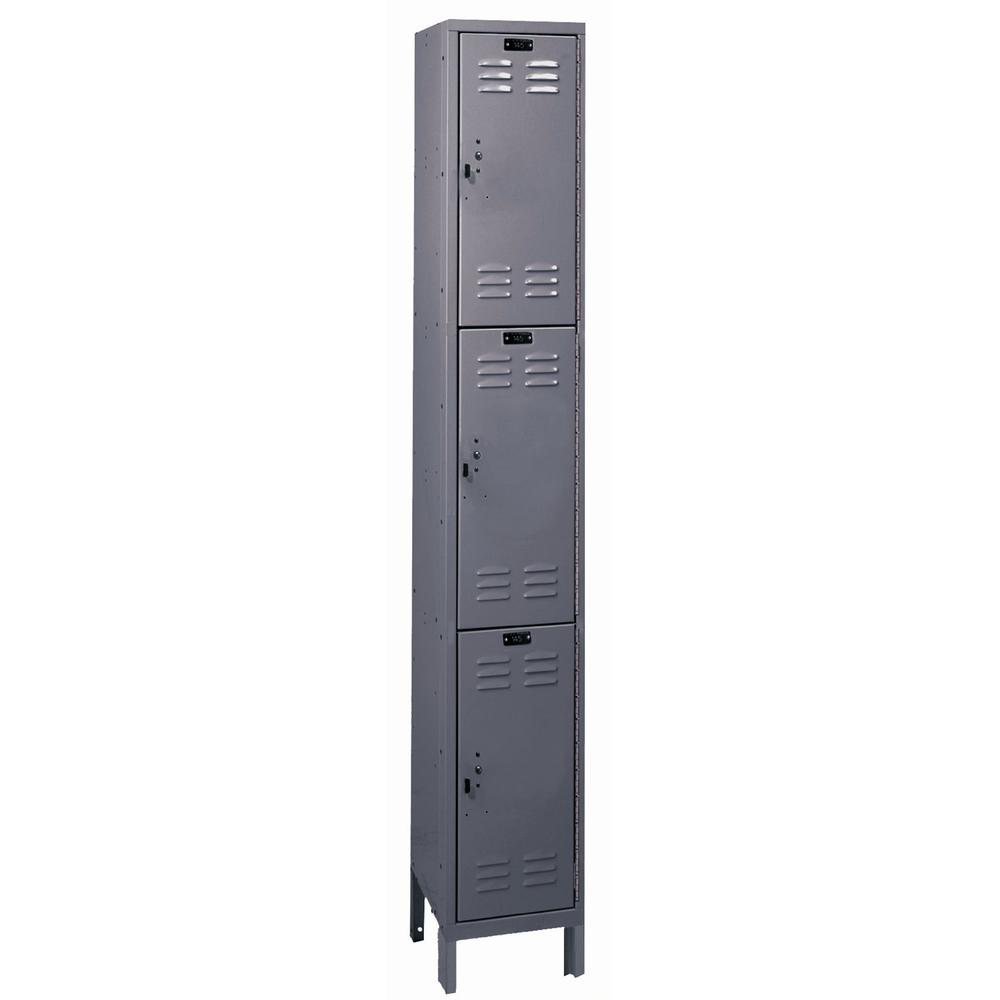 Hallowell Value Max Locker, 725 Dark Gray, Triple Tier, 1-Wide, Knock-Down