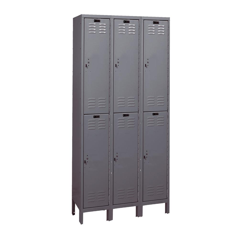 Hallowell Value Max Locker, 725 Dark Gray, Double Tier, 3-Wide, Knock-Down