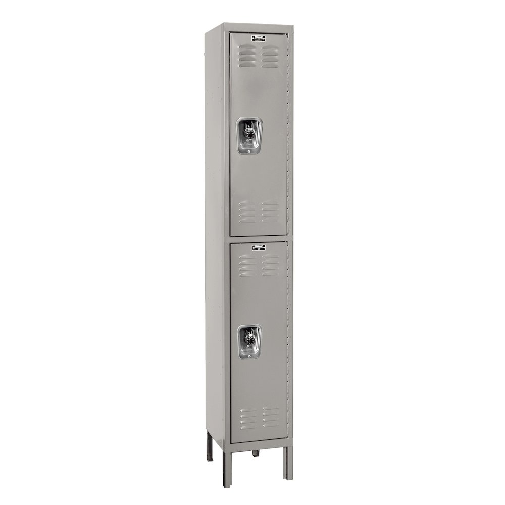 Hallowell ReadyBuilt Locker, 711 Light Gray, Double Tier, 1-Wide, Assembled