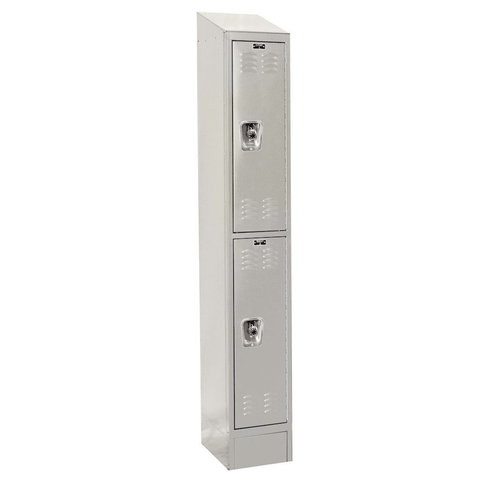 Hallowell ReadyBuilt II Locker, 711 Light Gray, Double Tier, 1-Wide, Assembled