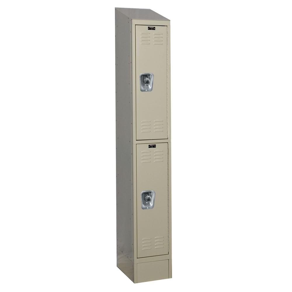 Hallowell ReadyBuilt II Locker, 729 Tan, Double Tier, 1-Wide, Assembled