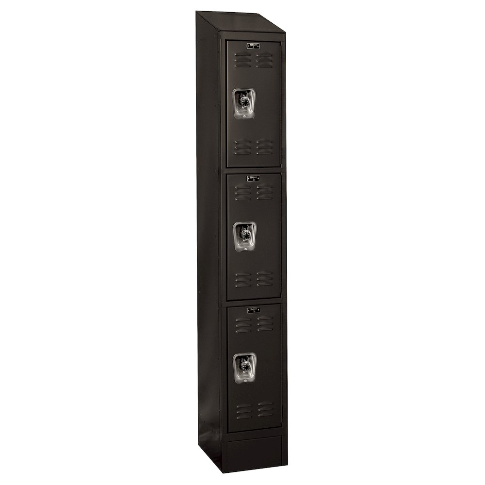 Hallowell ReadyBuilt II Locker, 708 Black, Triple Tier, 1-Wide, Assembled