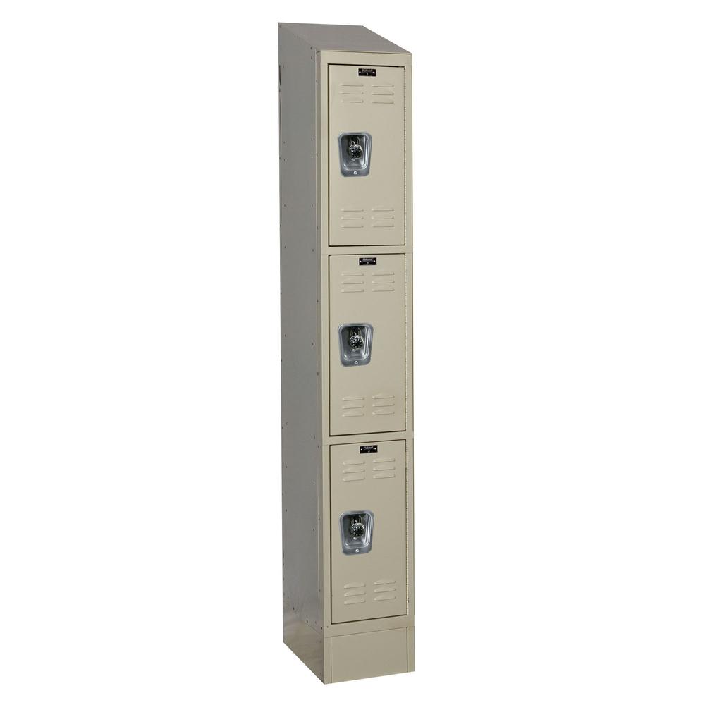 Hallowell ReadyBuilt II Locker, 729 Tan, Triple Tier, 1-Wide, Assembled