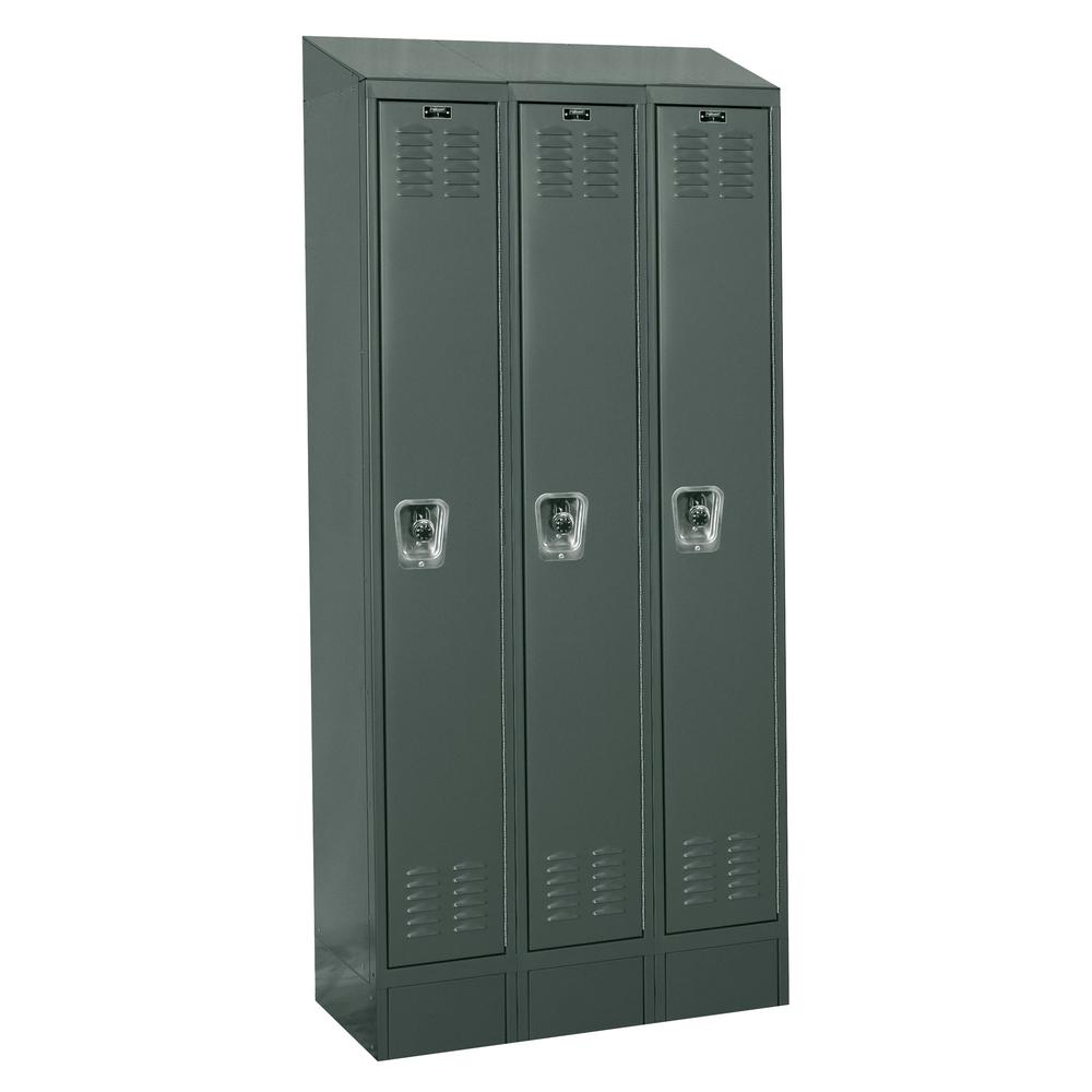 Hallowell ReadyBuilt II Locker, 725 Dark Gray, Single Tier, 3-Wide, Assembled