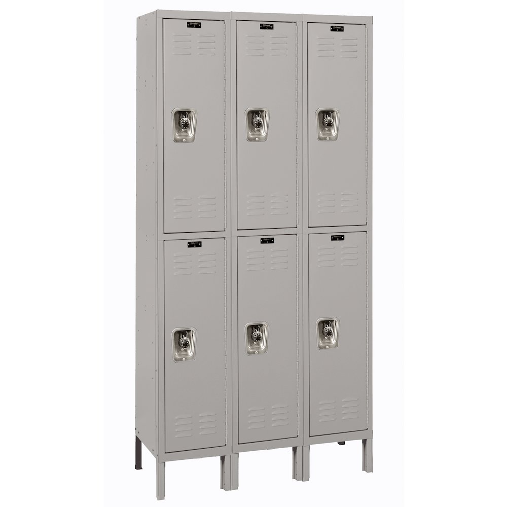 Hallowell ReadyBuilt Locker, 711 Light Gray, Double Tier, 3-Wide, Assembled