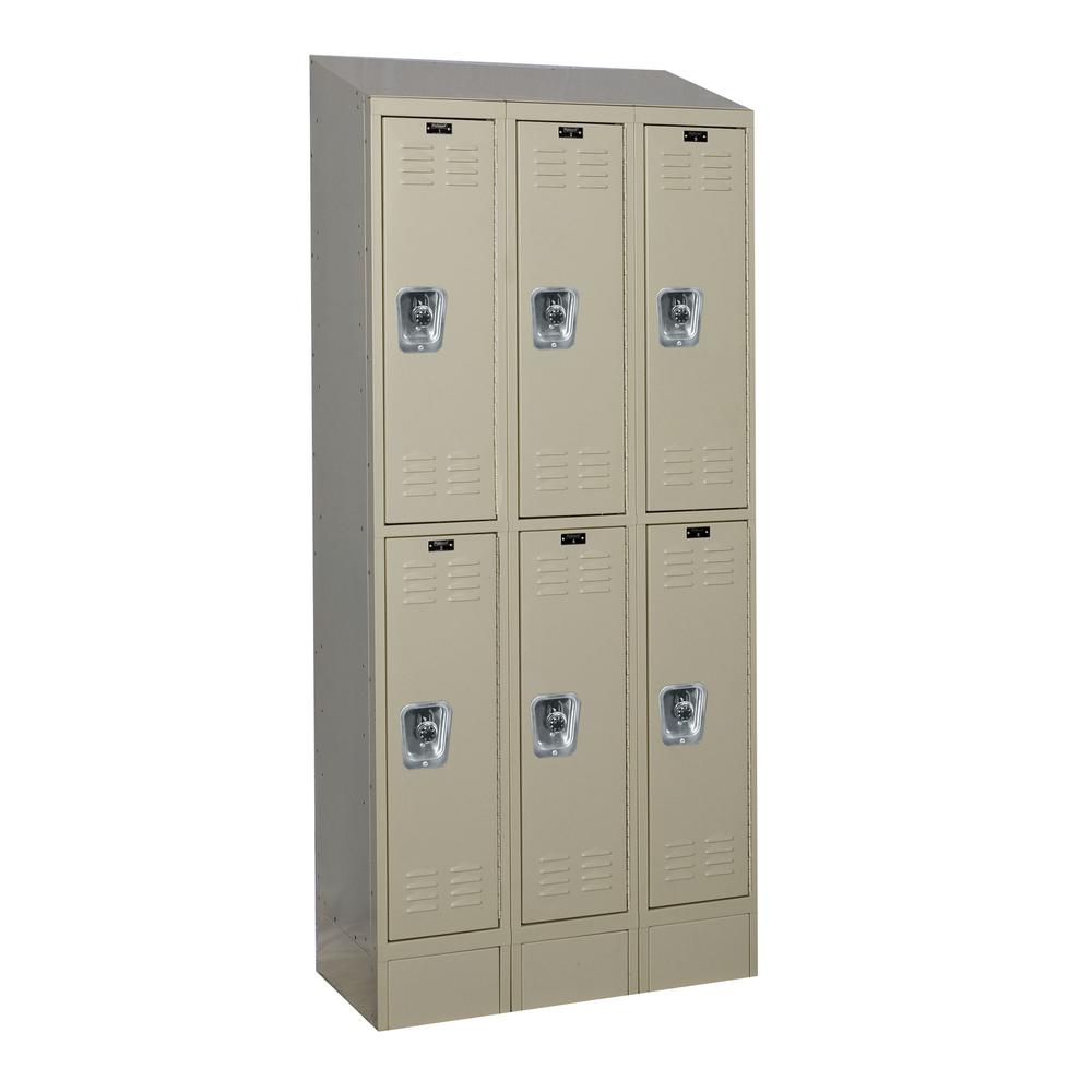 Hallowell ReadyBuilt II Locker, 729 Tan, Double Tier, 3-Wide, Assembled