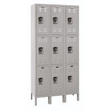 Hallowell ReadyBuilt Locker, 711 Light Gray, Triple Tier, 3-Wide, Assembled
