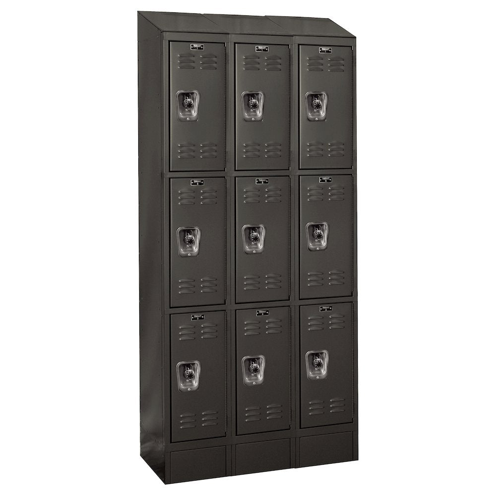 Hallowell ReadyBuilt II Locker, 708 Black, Triple Tier, 3-Wide, Assembled