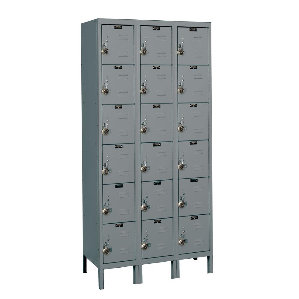 Hallowell ReadyBuilt Locker, 725 Dark Gray, 6-Tier, 3-Wide, Assembled