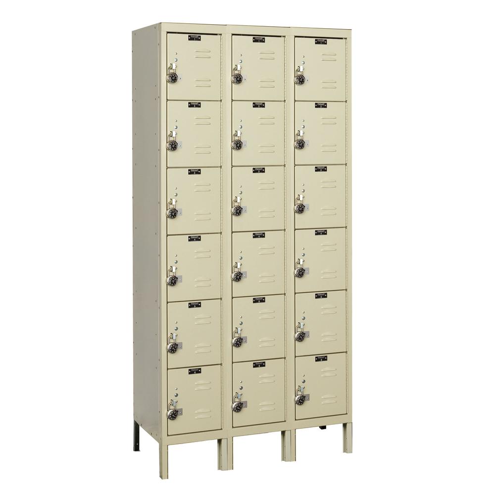 Hallowell ReadyBuilt Locker, 729 Tan, 6-Tier, 3-Wide, Assembled