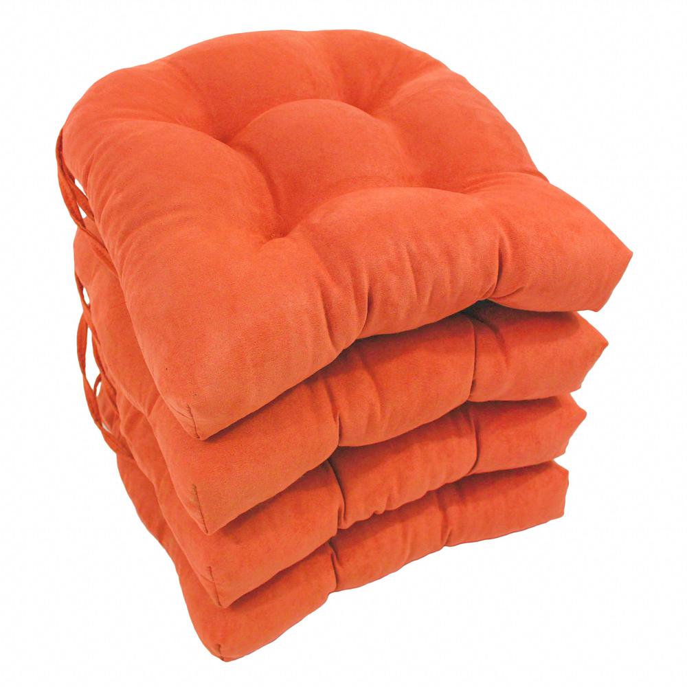 16-inch Solid Micro Suede U-shaped Tufted Chair Cushions (Set of 4)