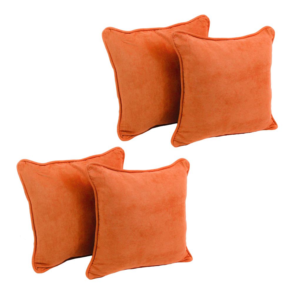 18-inch Double-corded Solid Microsuede Square Throw Pillows with Inserts (Set of 4) 9810-CD-S4-MS-TD