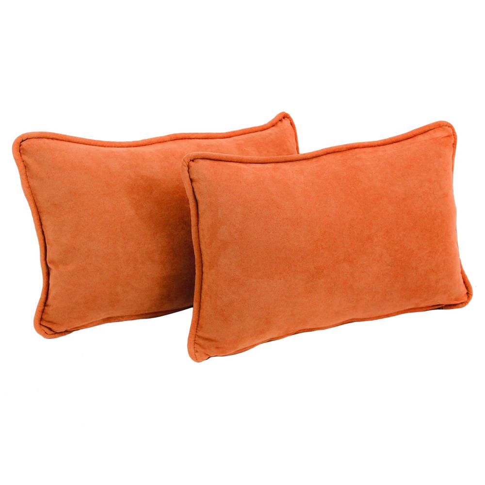 20-inch by 12-inch Double-corded Solid Microsuede Back Support Pillows with Inserts (Set of 2)  9811-CD-S2-MS-TD