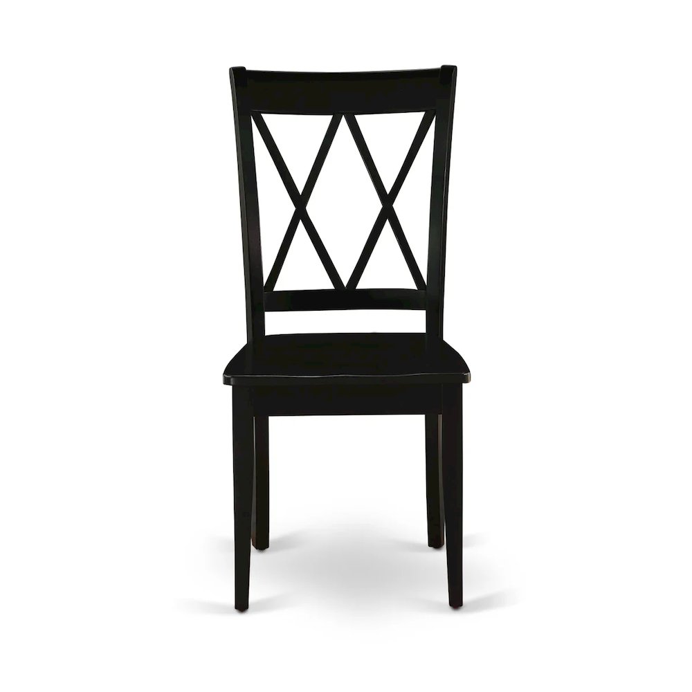 East West Furniture 3-Piece Dinning Room Set Contains a Wooden Table and 2 Wooden Dining Chairs with Double-X Back - Black Finish