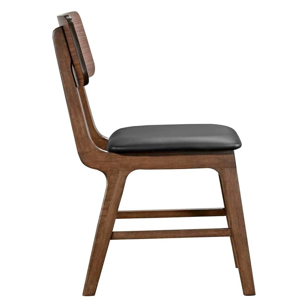 Thea Wood Back Side Chair with Black Seat (Set of 2), Walnut