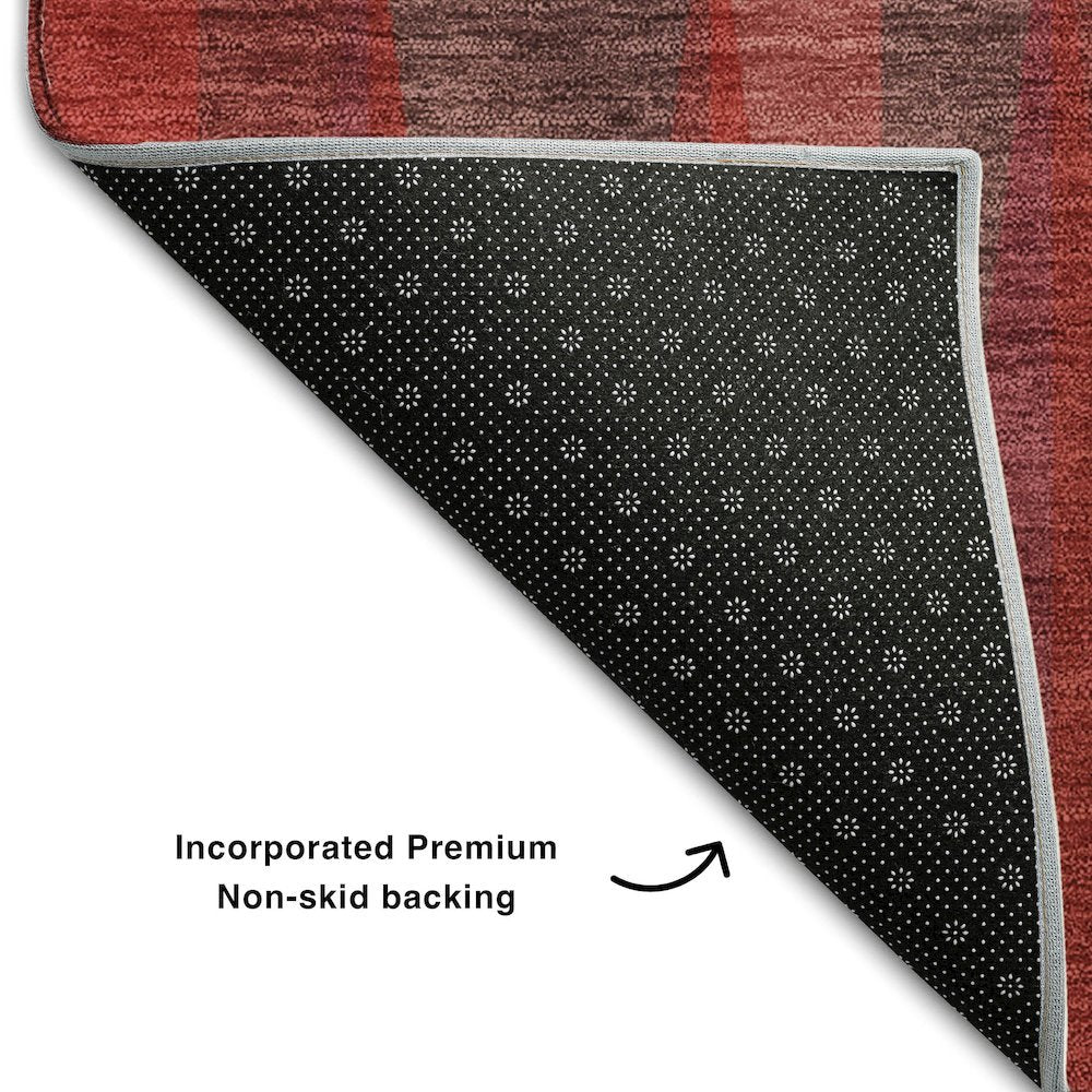 Premium Machine Washable Mayfield AMF1012 Red 8' x 8' Round Rug