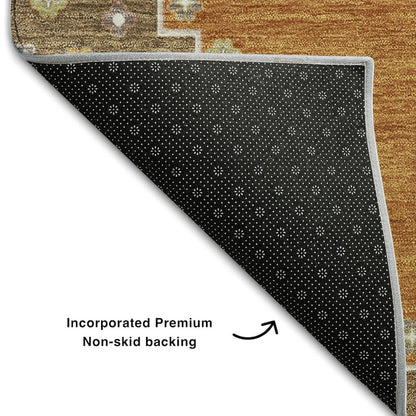 Premium Machine Washable Mayfield AMF1014 Copper 8' x 8' Round Rug