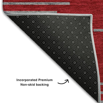 Premium Machine Washable Mayfield AMF1017 Red 8' x 8' Round Rug