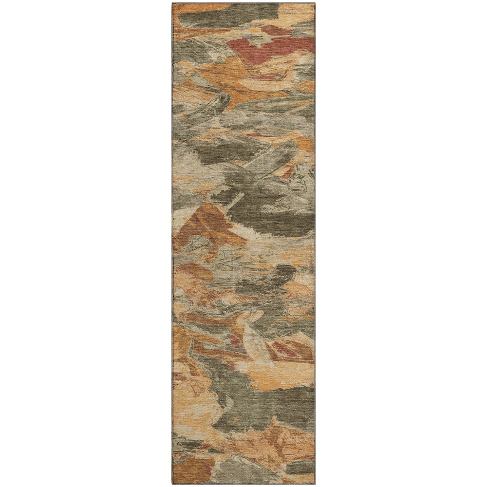 Premium Machine Washable Mayfield AMF1344 Orange 2'3" x 7'6" Runner Rug