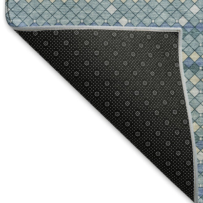 Premium Machine Washable Mayfield AMF1436 Blue 2'3" x 7'6" Runner Rug