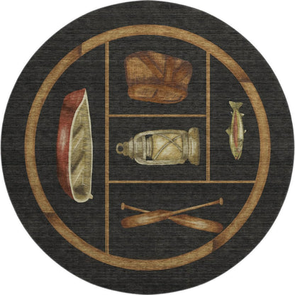 Premium Machine Washable Mayfield  Midnight 8' x 8' Round Rug