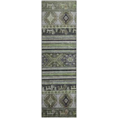 Premium Machine Washable Mayfield AMF1626 Green 2'3" x 7'6" Runner Rug