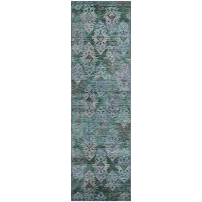 Premium Machine Washable Mayfield AMF1637 Green 2'3" x 7'6" Runner Rug