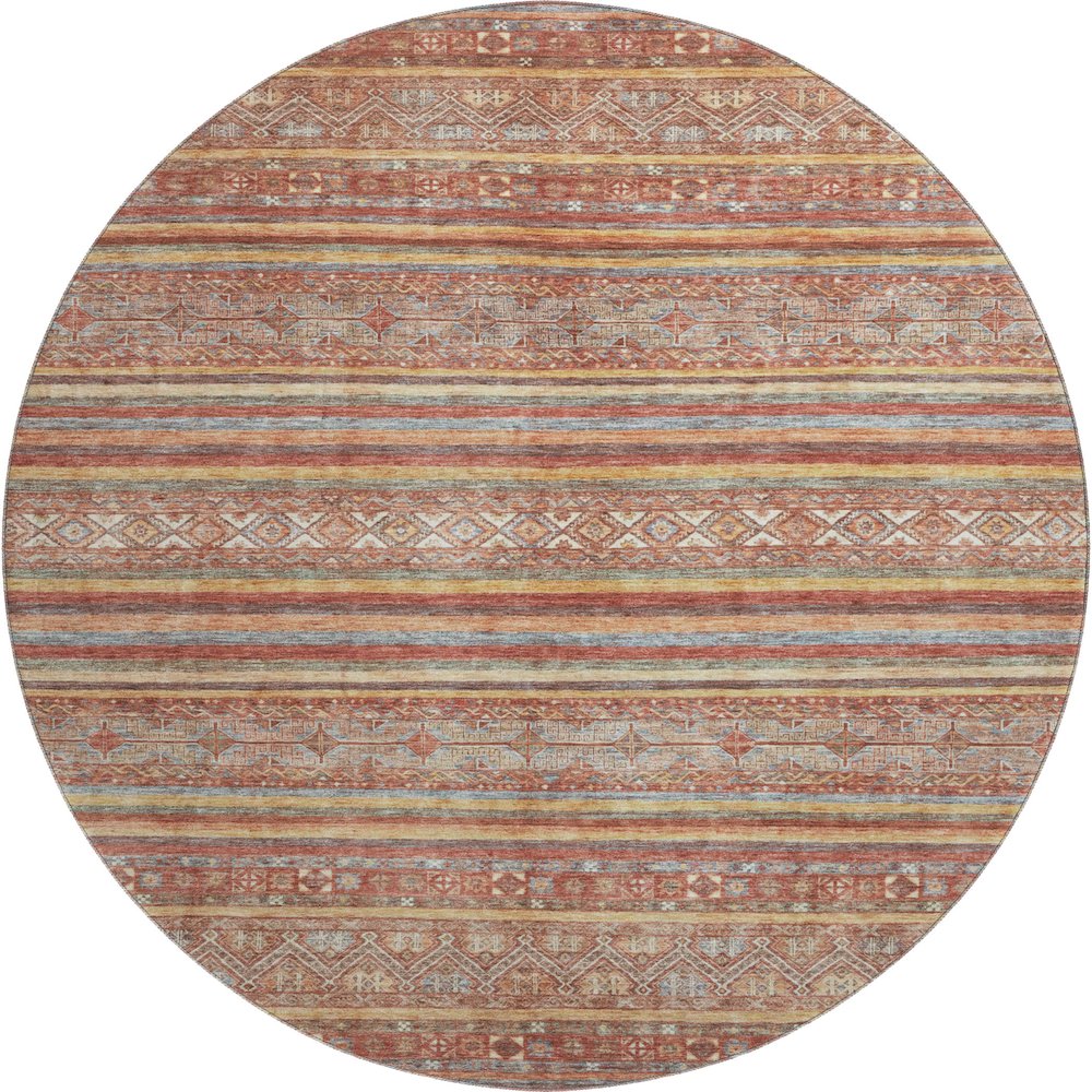 Premium Machine Washable Mayfield AMF1644 Orange 8' x 8' Round Rug