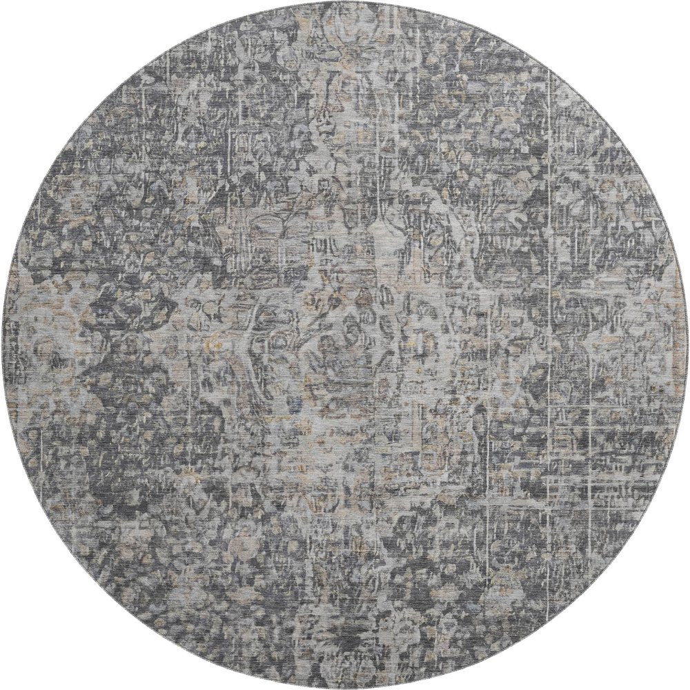 Premium Machine Washable Mayfield AMF1663 Gray 8' x 8' Round Rug