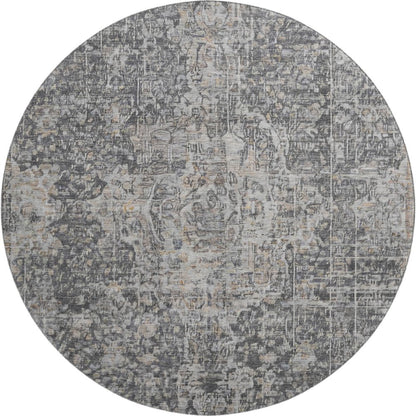 Premium Machine Washable Mayfield AMF1663 Gray 8' x 8' Round Rug