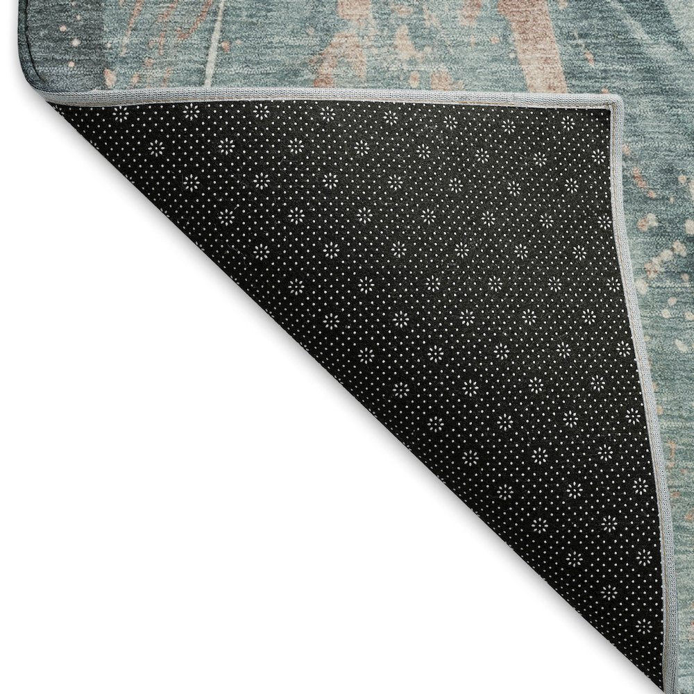 Premium Machine Washable Mayfield AMF1676 Teal 2'3" x 7'6" Runner Rug