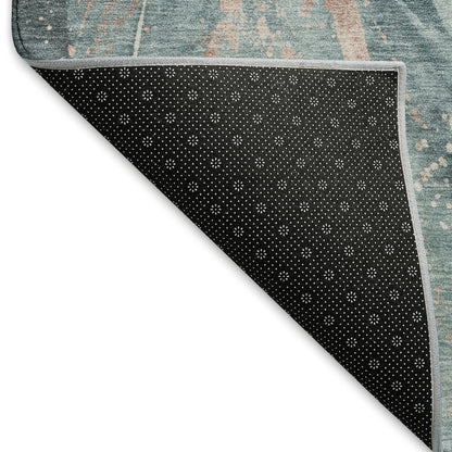 Premium Machine Washable Mayfield AMF1676 Teal 2'3" x 7'6" Runner Rug