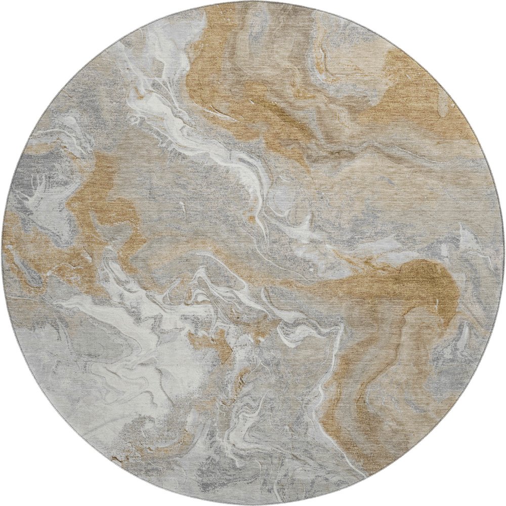 Premium Machine Washable Mayfield AMF1682 Gray 8' x 8' Round Rug