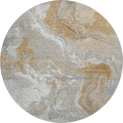 Premium Machine Washable Mayfield AMF1682 Gray 8' x 8' Round Rug