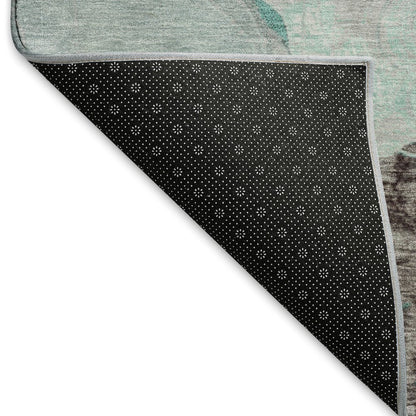 Premium Machine Washable Mayfield AMF1686 Teal 8' x 8' Round Rug