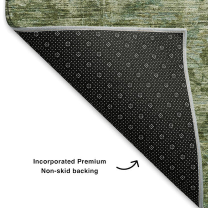 Premium Machine Washable Mayfield AMF1744 Green 8' x 8' Round Rug