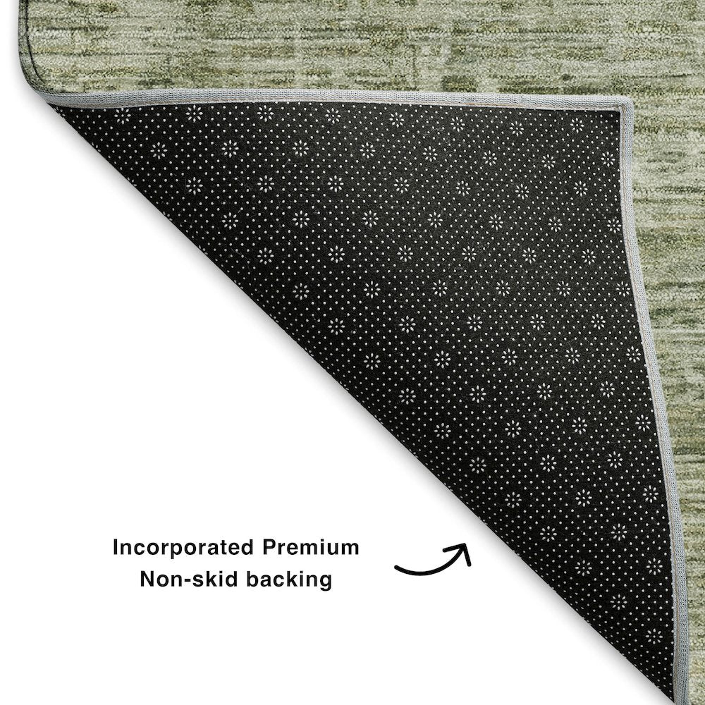 Premium Machine Washable Mayfield AMF1746 Green 8' x 8' Round Rug