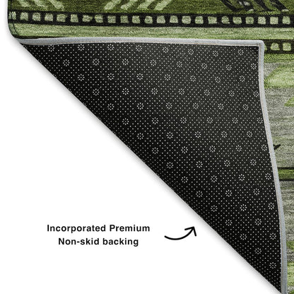 Premium Machine Washable Mayfield AMF1754 Green 8' x 8' Round Rug
